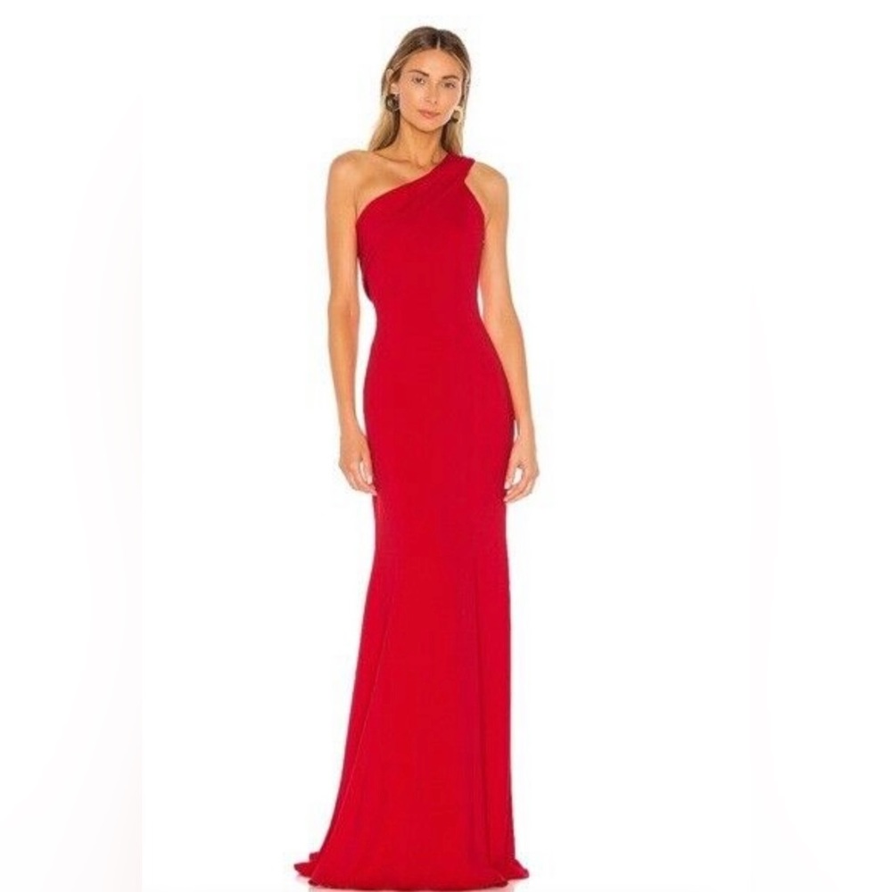 Jay Godfrey size 6 red one shoulder maxi dress